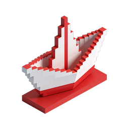 Voxel Ship Icon - Isometric 3D Maritime Design