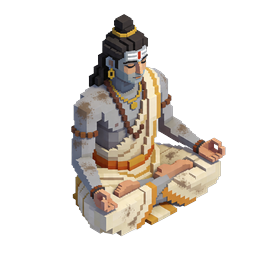 Voxel Art Lord Shiva Meditation Icon - 3D Hindu Deity