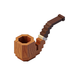 Voxel Smoking Pipe 3D Icon - Isometric Wooden Pipe