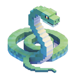 Icône de serpent Voxel isométrique - Reptile Pixel Art 3D