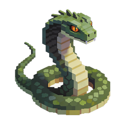 Voxel Snake 3D Icon - Minecraft Style Serpent