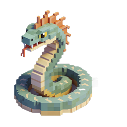 3D Voxel Snake Icon - Isometric Pixel Art Serpent