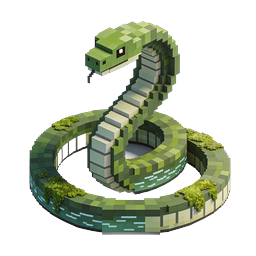 Voxel Snake 3D Icon - Minecraft Style Reptile