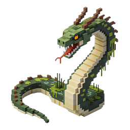 Icona di gioco serpente voxel 3D isometrica