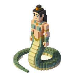Voxel Snake Woman Lamia Character Icon | 3D Pixel Art