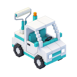 Voxel Snowcat Tracked Vehicle 3D Icon - Isometric Style