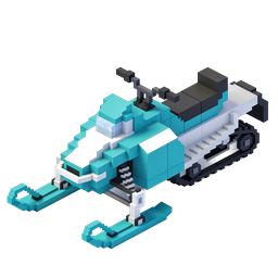 Ícone 3D de moto de neve voxel - veículo de inverno isométrico