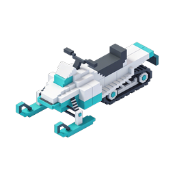 Voxel Snowmobile Icon - 3D Winter Transport Design