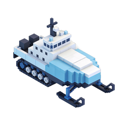 Voxel Snowmobile 3D Icon | Isometric Winter Vehicle