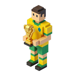 Voxel Soccer Champion Holding Gold Trophy Icon
