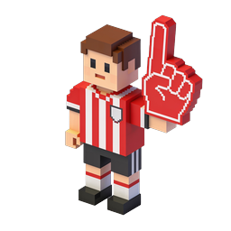 Icône de personnage de fan de foot Voxel avec doigt en mousse