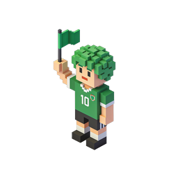 Voxel Soccer Fan 3D Character Icon with Flag