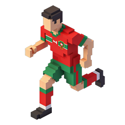 Voxel Soccer Player 3D Block Character Icon