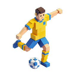 Voxel-Fußballspieler-3D-Icon – blockiger Fußball-Charakter