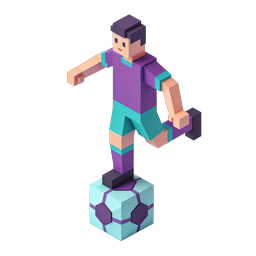 Voxel Soccer Player 3D Isometric Icon