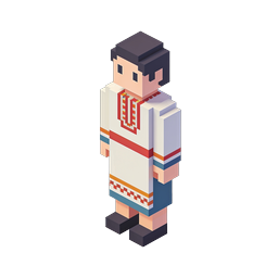 Voxel Soccer Player Icon - Isometric 3D Football Character