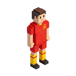 Voxel Soccer Player 3D Icon - Isometric Football Character