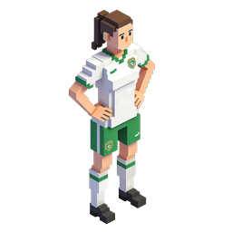 Voxel Female Soccer Player Icon - 3D Pixel Art