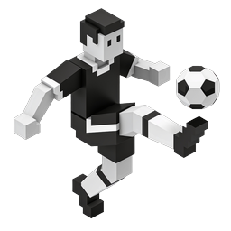 Icône de joueur de football Voxel - Personnage de football 3D en blocs