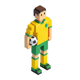 Voxel Soccer Player 3D Icon - Football Character