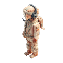 Icône 3D Personnage Militaire Voxel