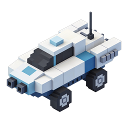 Isometric Voxel Spacecraft 3D Icon for Gaming & Tech