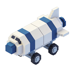 Ícone 3D isométrico de nave espacial voxel para designs de ficção científica