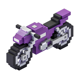 Voxel Spaceship 3D Icon - Purple Pixel Art Spacescraft