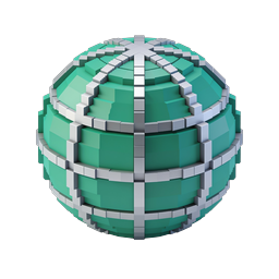 Voxel Sphere 3D Icon - Teal Pixelated Globe Design