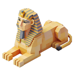 Voxel Sphinx Icon - 3D Egyptian Mythology Art