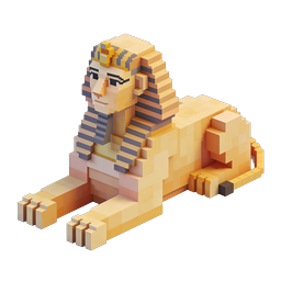 Voxel-Sphinx-Icon - 3D Pixel Art Ägyptische Statue