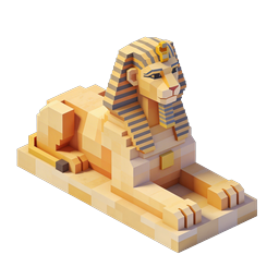 Icono de Esfinge Voxel - Ilustración 3D de un monumento egipcio