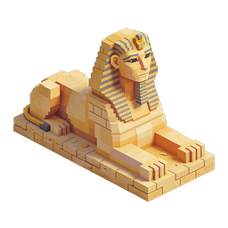 Voxel Sphinx Icon - Isometric 3D Egyptian Monument