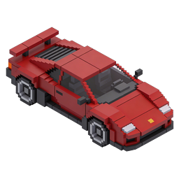 Voxel Red Sports Car - Isometric 3D Icon