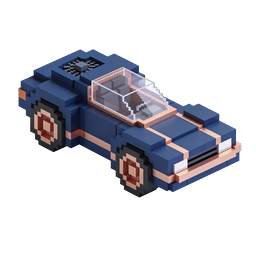 Voxel Sports Car Icon - Isometric 3D Pixel Art Vehicle