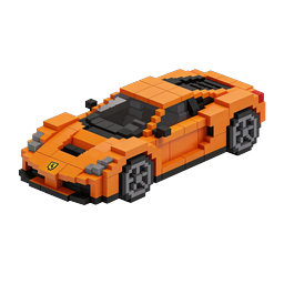 Orange Voxel Sports Car 3D Pixel Art Icon