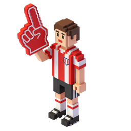 Voxel Sports Fan with Foam Finger 3D Icon