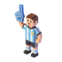 Voxel Sports Fan Character Icon - 3D Pixel Art