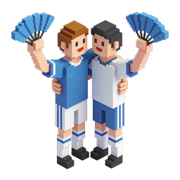 Voxel 运动粉丝啦啦队 3D 图标 - 蓝色队伍
