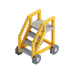 Isometric Voxel Mobile Staircase Icon - 3D Block Design