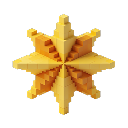 Ícone de Estrela 3D Voxel - Design de Bloco Cúbico Amarelo