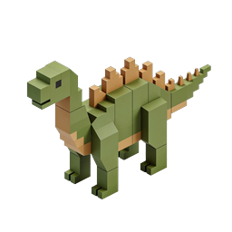Ilustración 3D de Estegosaurio en vóxeles