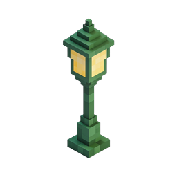 Isometric Voxel Street Lamp Icon | Green 3D Light Post