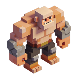 Voxel Strongman Character Icon - 3D Isometric Design