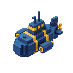 Voxel-U-Boot 3D-Icon - Isometrisches Pixel-Art-Design