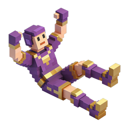 Purple Voxel Superhero Character Icon - 3D Block Gaming Asset