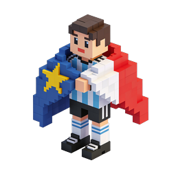 Voxel-Superhero-Footballspieler 3D-Charakter-Icon