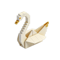 Voxel Swan 3D Block Icon | Isometric Pixel Art Design