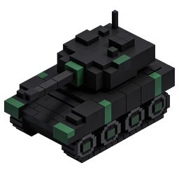 Ícone 3D de tanque militar voxel - design de blocos isométrico