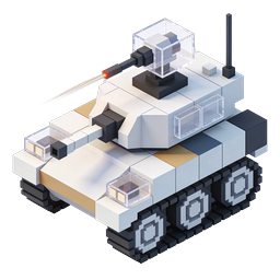Isometric Voxel Military Tank Icon with Laser Cannon